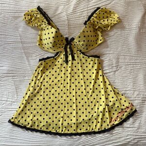 Victoria's Secret Yellow and Black Polka Dot Lingerie
